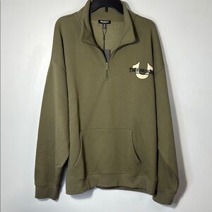 True Religion Sweatshirt Green  Quarter Zip in Size‎ XL  NWT